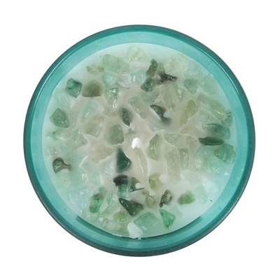 Heart Chakra Mint Crystal Chip Candle Heart Chakra Mint Crystal Chip Candle