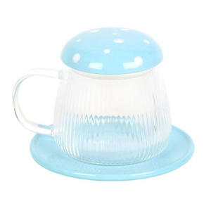 Blue Glass Mushroom Mug and ..