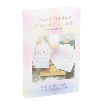 Angel Number Affirmation Cards with Wooden Stand Angel Number Affirmation Cards with Wooden Stand