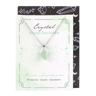 Green Aventurine Crystal Moon Necklace on Greeting Card Green Aventurine Crystal Moon Necklace on Greeting Card
