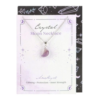 Amethyst Crystal Moon Necklace on Greeting Card Amethyst Crystal Moon Necklace on Greeting Card