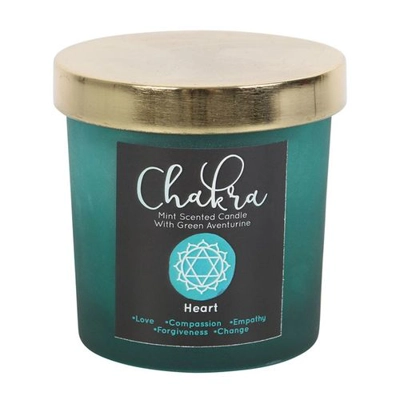 Heart Chakra Mint Crystal Chip Candle Heart Chakra Mint Crystal Chip Candle