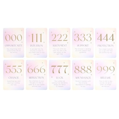 Angel Number Affirmation Cards with Wooden Stand Angel Number Affirmation Cards with Wooden Stand