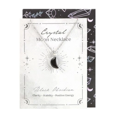 Black Obsidian Crystal Moon Necklace on Greeting Card Black Obsidian Crystal Moon Necklace on Greeting Card