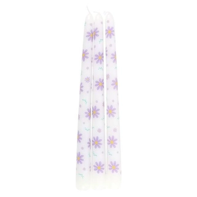 Set of 3 Purple Daisy Taper Candles Set of 3 Purple Daisy Taper Candles