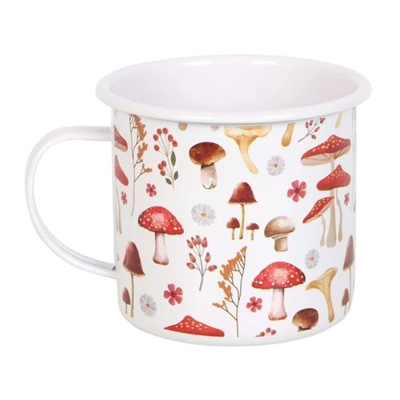 All Over Mushroom Print Enamel Mug All Over Mushroom Print Enamel Mug