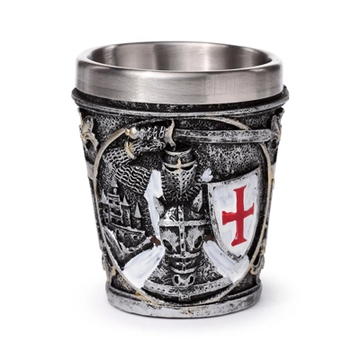 Decorative Shot Glass - Medieval Knight with White & Red S.. Decorative Shot Glass - Medieval Knight with White & Red S..