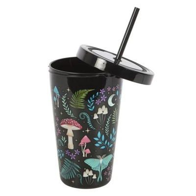 Dark Forest Print Plastic Tumbler with Straw Dark Forest Print Plastic Tumbler with Straw
