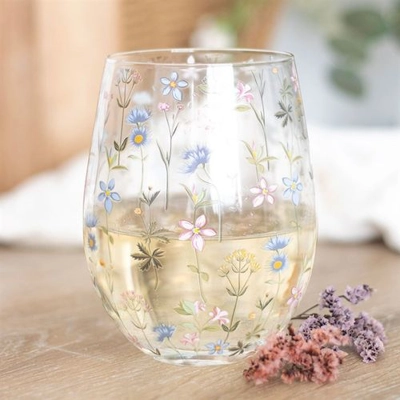 Floral Print Stemless Glass Floral Print Stemless Glass