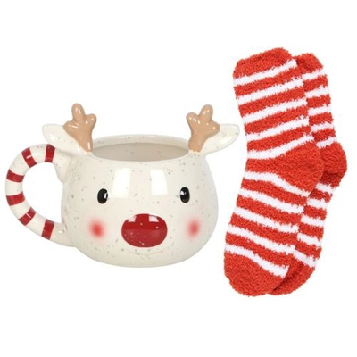 Rudolph Reindeer Mug and Socks Set Rudolph Reindeer Mug and Socks Set