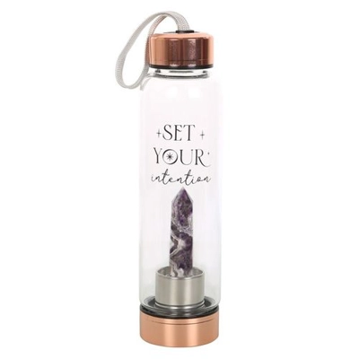 Amethyst Set Your Intention Glass Water Bottle Amethyst Set Your Intention Glass Water Bottle