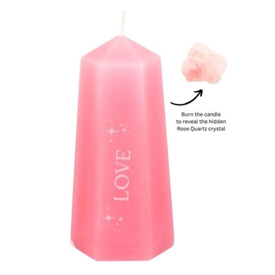 Love Crystal Candle with Rough Rose Quartz Love Crystal Candle with Rough Rose Quartz