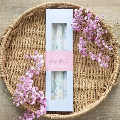 Set of 3 Ditsy Floral Taper Candles Set of 3 Ditsy Floral Taper Candles