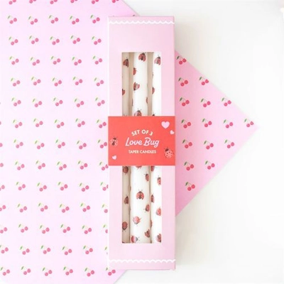 Set of 3 Love Bug Ladybird Taper Candles Set of 3 Love Bug Ladybird Taper Candles