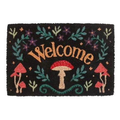 Black Mushroom Welcome Doormat Black Mushroom Welcome Doormat