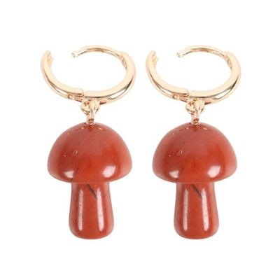Red Jasper Crystal Mushroom Earrings Red Jasper Crystal Mushroom Earrings
