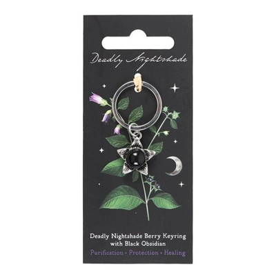 Deadly Nightshade Keyring with Black Obsidian