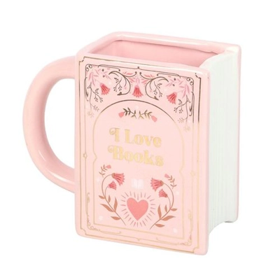 I Love Books Pink Book Shaped Mug I Love Books Pink Book Shaped Mug