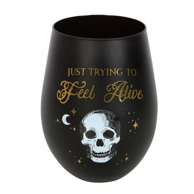 Trying to Feel Alive Stemless Wine Glass Trying to Feel Alive Stemless Wine Glass