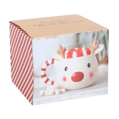 Rudolph Reindeer Mug and Socks Set Rudolph Reindeer Mug and Socks Set