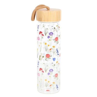 Wildflower Glass And Bamboo Water Bottle Wildflower Glass And Bamboo Water Bottle