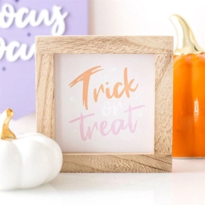 Pink Trick or Treat Wooden F..