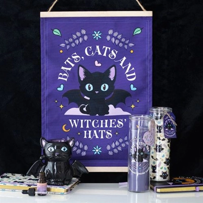 Cute and Creepy Cat Print Lavender Tube Candle