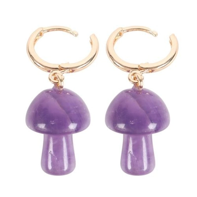 Amethyst Crystal Mushroom Earrings Amethyst Crystal Mushroom Earrings