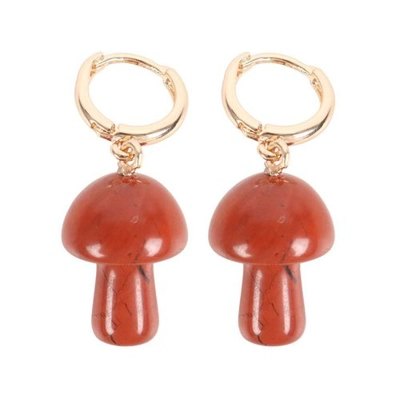 Red Jasper Crystal Mushroom Earrings Red Jasper Crystal Mushroom Earrings