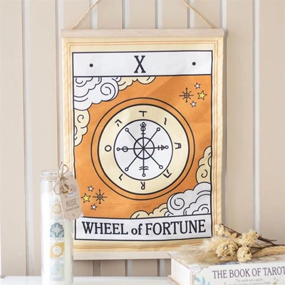 The Wheel of Fortune Vintage Tarot Wall Hanging The Wheel of Fortune Vintage Tarot Wall Hanging