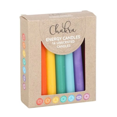 Pack of 14 Unscented Chakra Energy Candles Pack of 14 Unscented Chakra Energy Candles