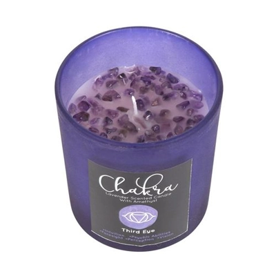 Third Eye Chakra Lavender Crystal Chip Candle Third Eye Chakra Lavender Crystal Chip Candle