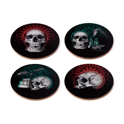 Set of 4 Cork Novelty Coasters - Gothica Set of 4 Cork Novelty Coasters - Gothica