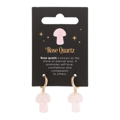 Rose Quartz Crystal Mushroom Earrings Rose Quartz Crystal Mushroom Earrings