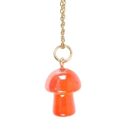 Orange Aura Crystal Mushroom Necklace Greeting Card Orange Aura Crystal Mushroom Necklace Greeting Card