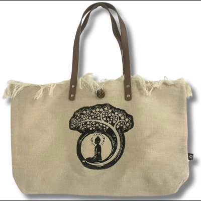 Natural Tote Bag Leather Handle - Inspiration Natural Tote Bag Leather Handle - Inspiration