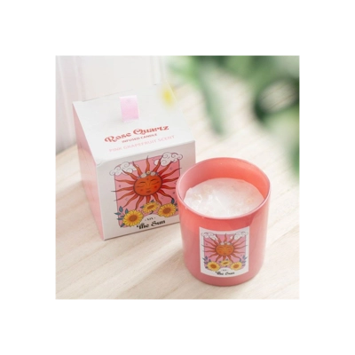 The Sun Rose Quartz Crystal Chip Candle