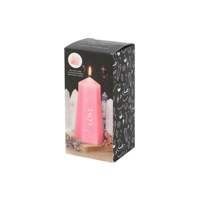 Love Crystal Candle with Rough Rose Quartz Love Crystal Candle with Rough Rose Quartz