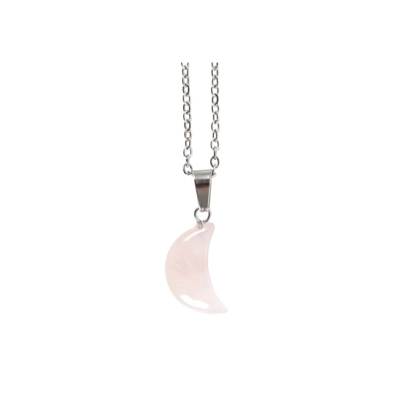 Rose Quartz Crystal Moon Necklace on Greeting Card Rose Quartz Crystal Moon Necklace on Greeting Card