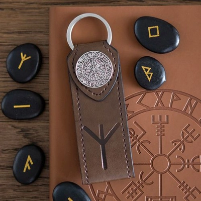 Protection Viking Rune Faux Leather Keyring Protection Viking Rune Faux Leather Keyring