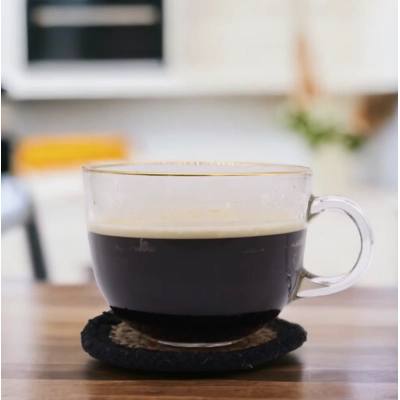 Natural Coaster - Jute & Cotton 10cm (set of 4) - Black Boarder