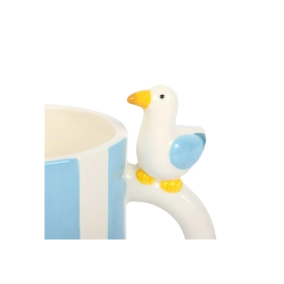 Striped Mug with Seagull