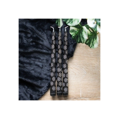 Set of 3 Black Magic Pentagram Taper Candles Set of 3 Black Magic Pentagram Taper Candles