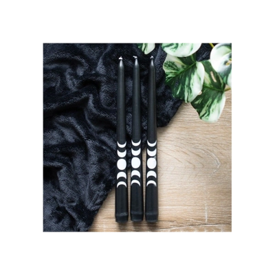 Set of 3 Black Magic Moon Phase Taper Candles Set of 3 Black Magic Moon Phase Taper Candles