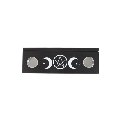 Black Triple Moon Tarot Card Stand Tealight Holder Black Triple Moon Tarot Card Stand Tealight Holder