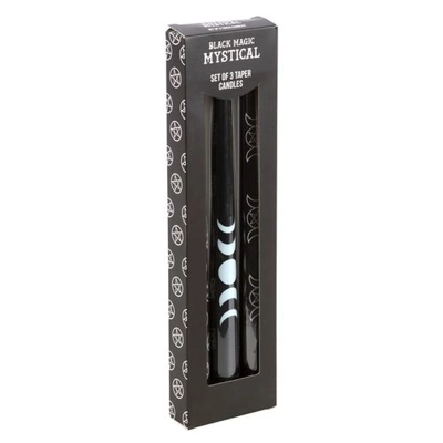 Set of 3 Black Magic Mystical Taper Candles Set of 3 Black Magic Mystical Taper Candles