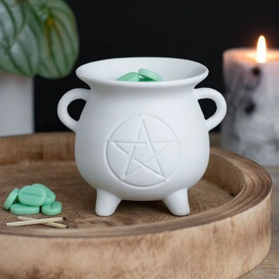 White Pentagram Cauldron Oil Burner and Wax Warmer White Pentagram Cauldron Oil Burner and Wax Warmer