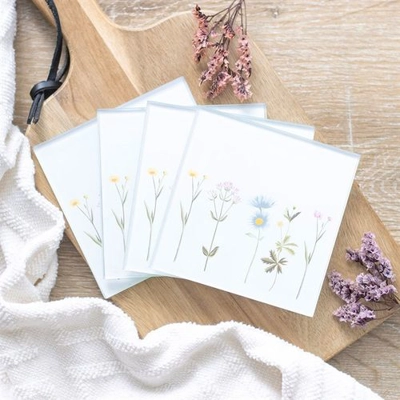 Floral Glass Coaster Set Floral Glass Coaster Set