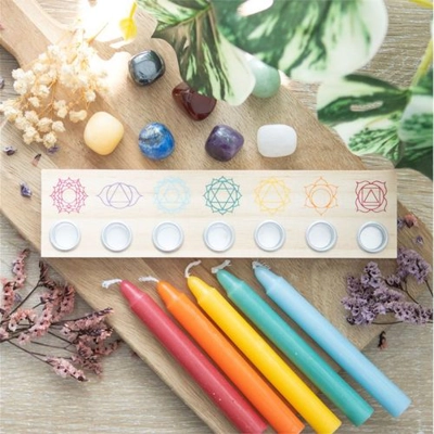 Seven Chakras Wooden Energy Candle Holder Seven Chakras Wooden Energy Candle Holder