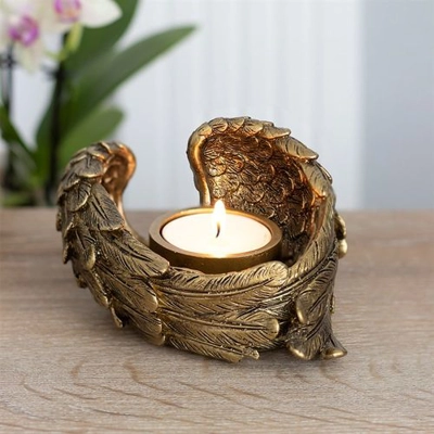 Antique Gold Angel Wing Tealight Candle Holder Antique Gold Angel Wing Tealight Candle Holder